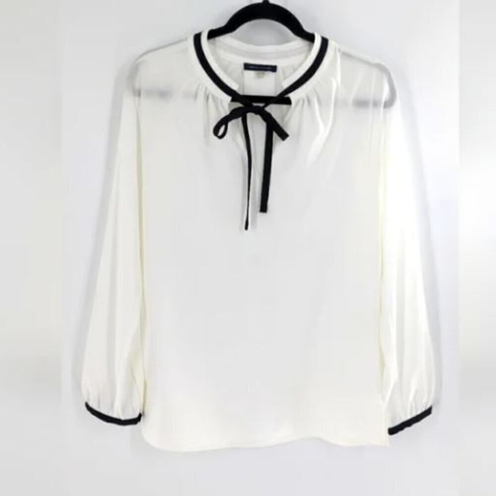 Tommy Hilfiger Tie Front White Blouse Long Sleeves Size S